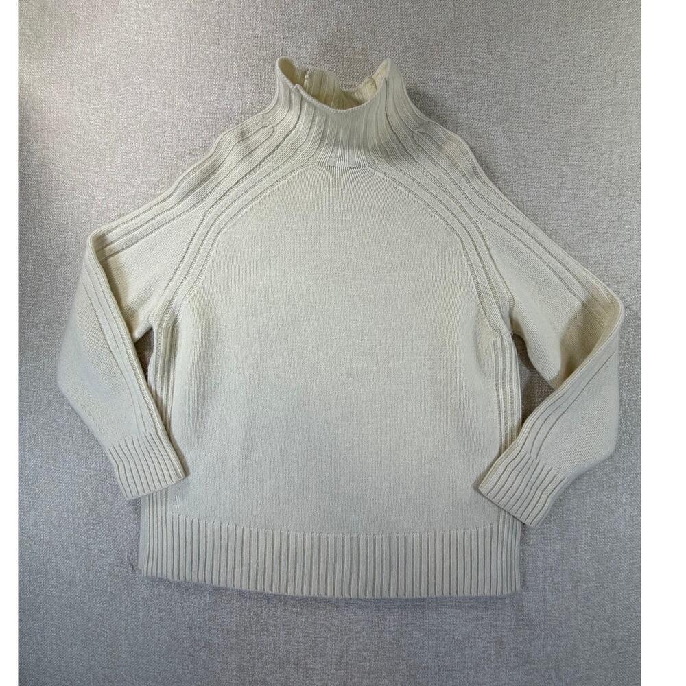 Polo Ralph Lauren Womens Large Cream Oversized Funnel Neck Knit Sweater Pullover